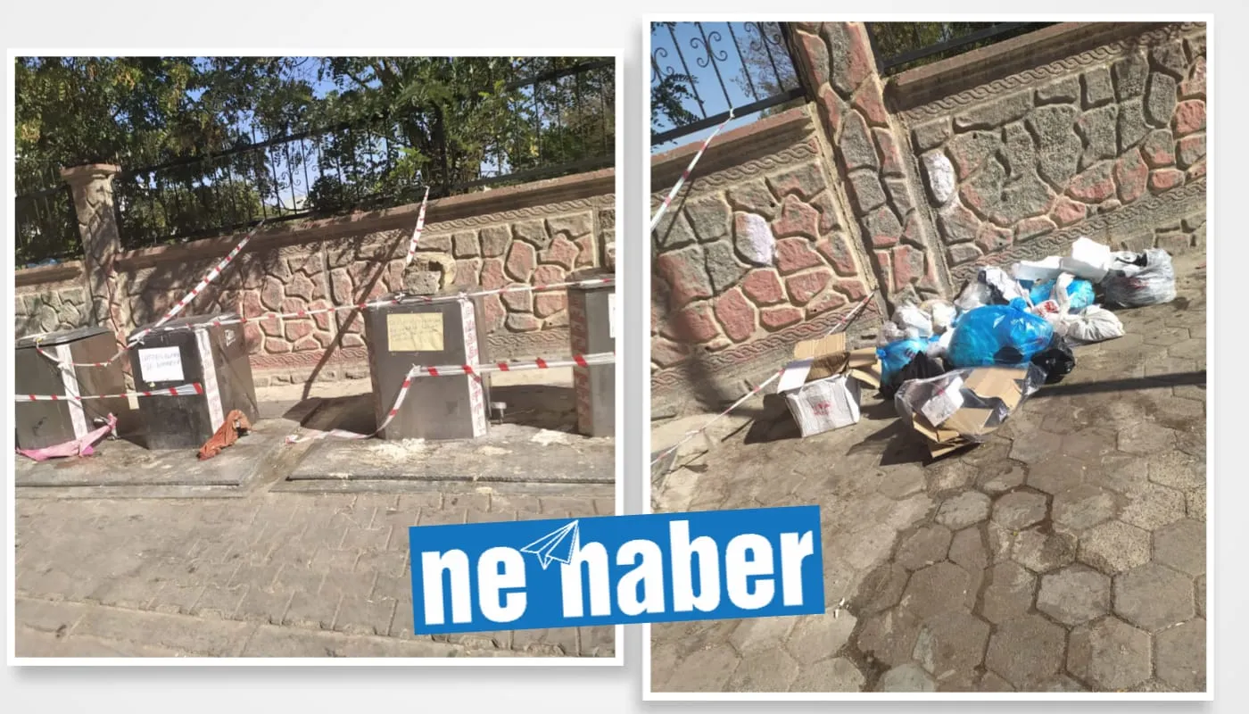 Konteynerler kapatılınca kaldırım çöplüğe döndü