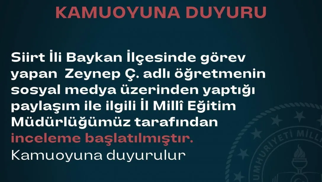 “Küçük Hewallerden Minik Birer Kemalist Yapam” Paylaşımı Yapan Öğretmen Hakkında İnceleme Başlatıldı