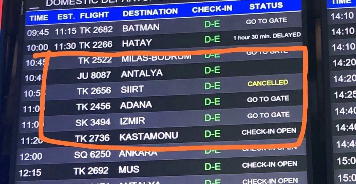İstanbul-Siirt Uçak Seferi İptal Edildi