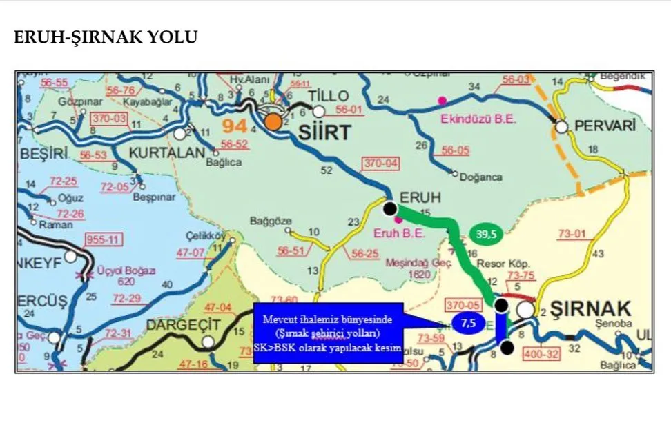 Eruh-Şırnak Yolu Yatırım Programına Alındı