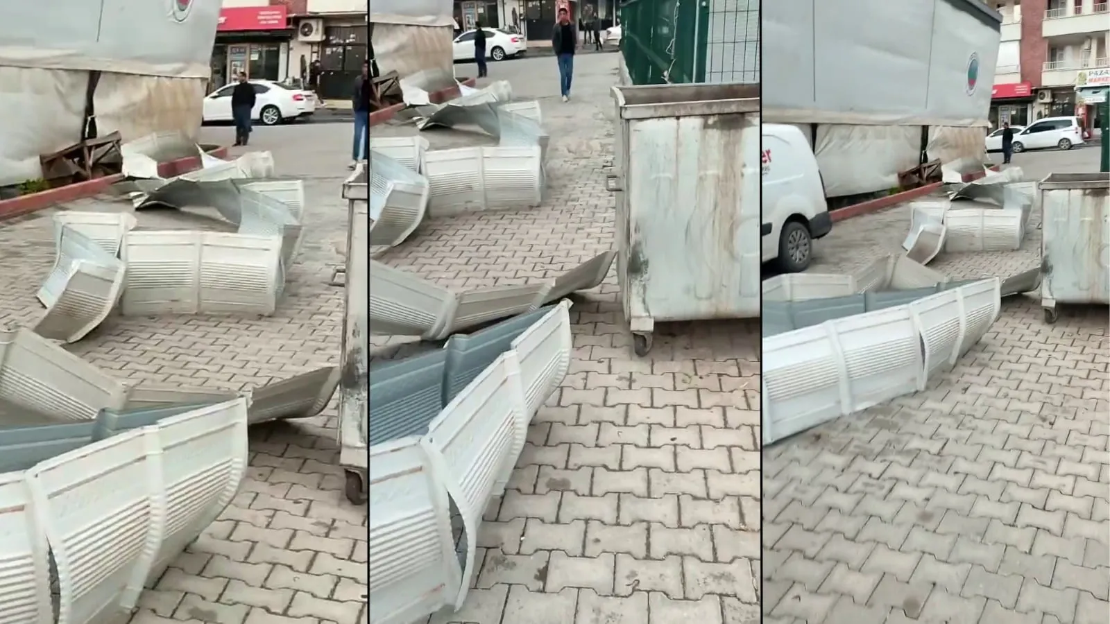 Siirt’te Kuvvetli Rüzgar Pazar Çadırını Uçurdu