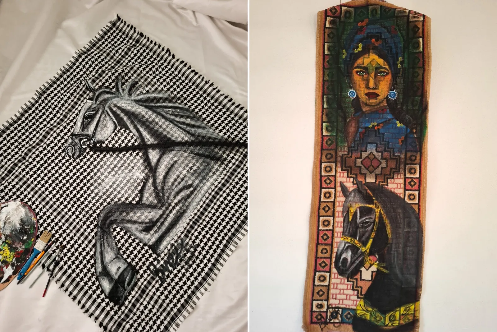 Geleneksel Dokulara Sanat Dokunuşu: Halı ve Puşi Tuval Oldu