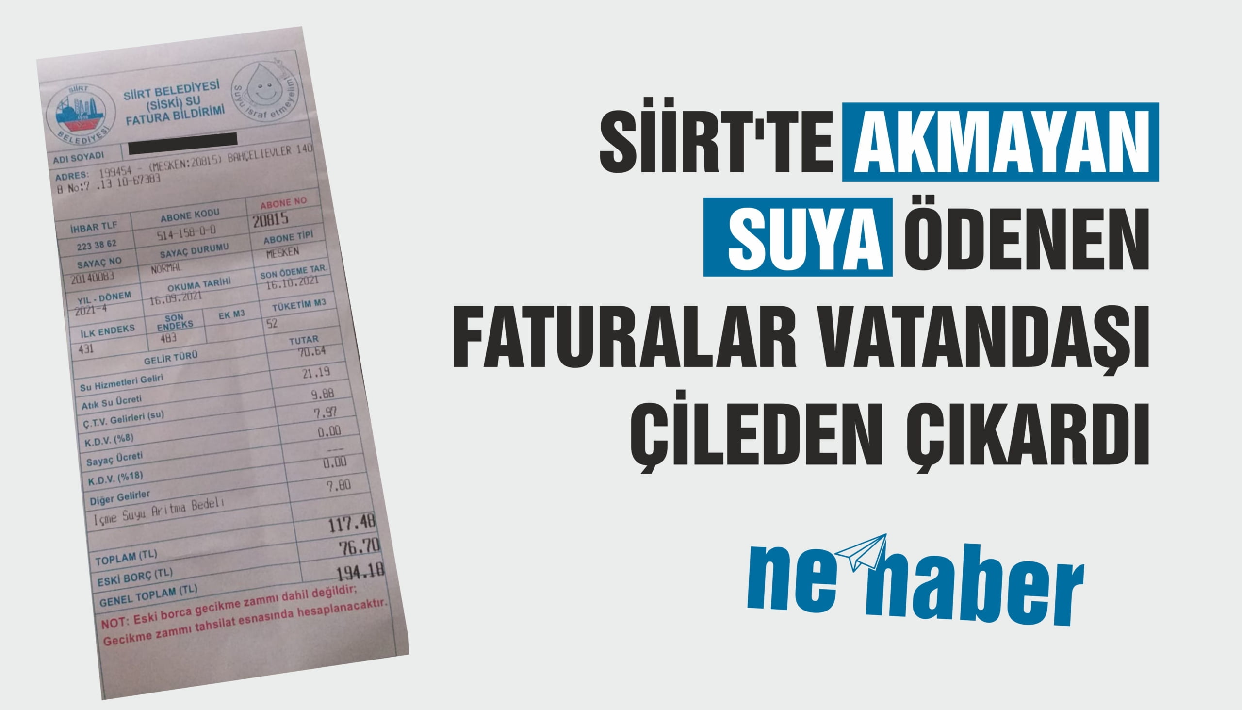 SİİRT’TE AKMAYAN SUYA ÖDENEN FATURALAR VATANDAŞI ÇİLEDEN ÇIKARDI