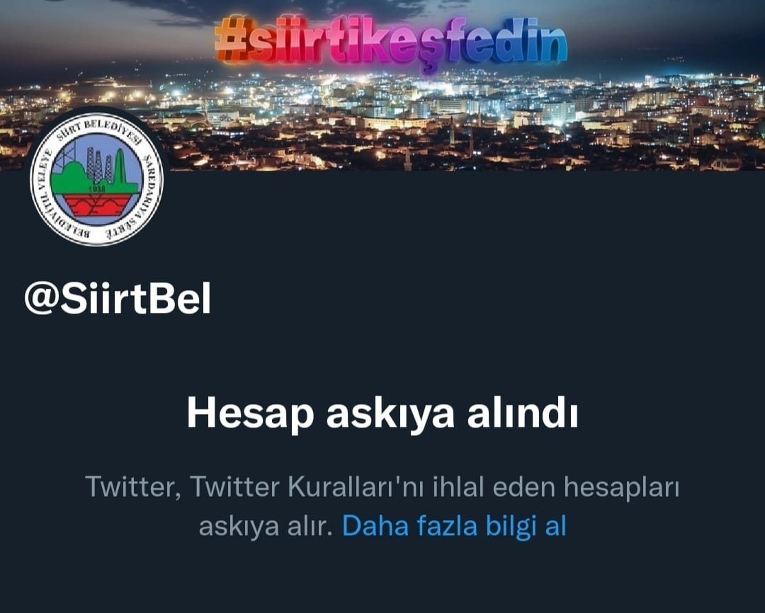 Siirt Belediyesinin Twitter Hesabını Askıya Alındı