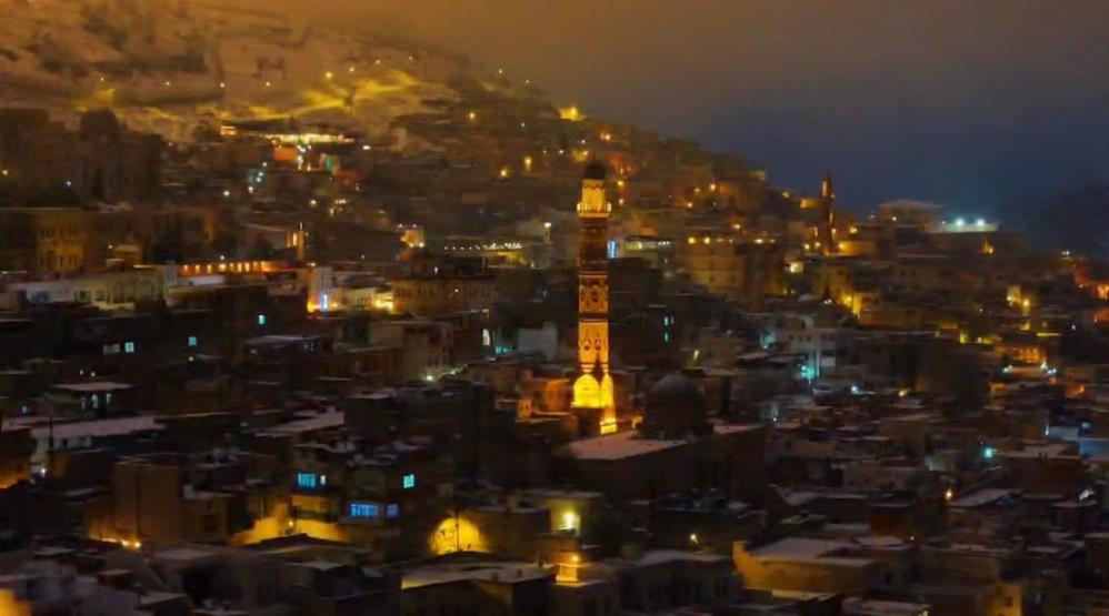 Beyaza Bürünen Mardin, Gece Havadan Görüntülendi