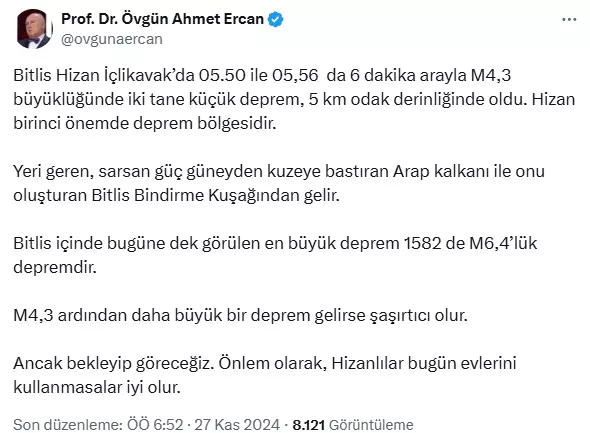 Bitlis Depreminin Ardından Son Durum Ne?